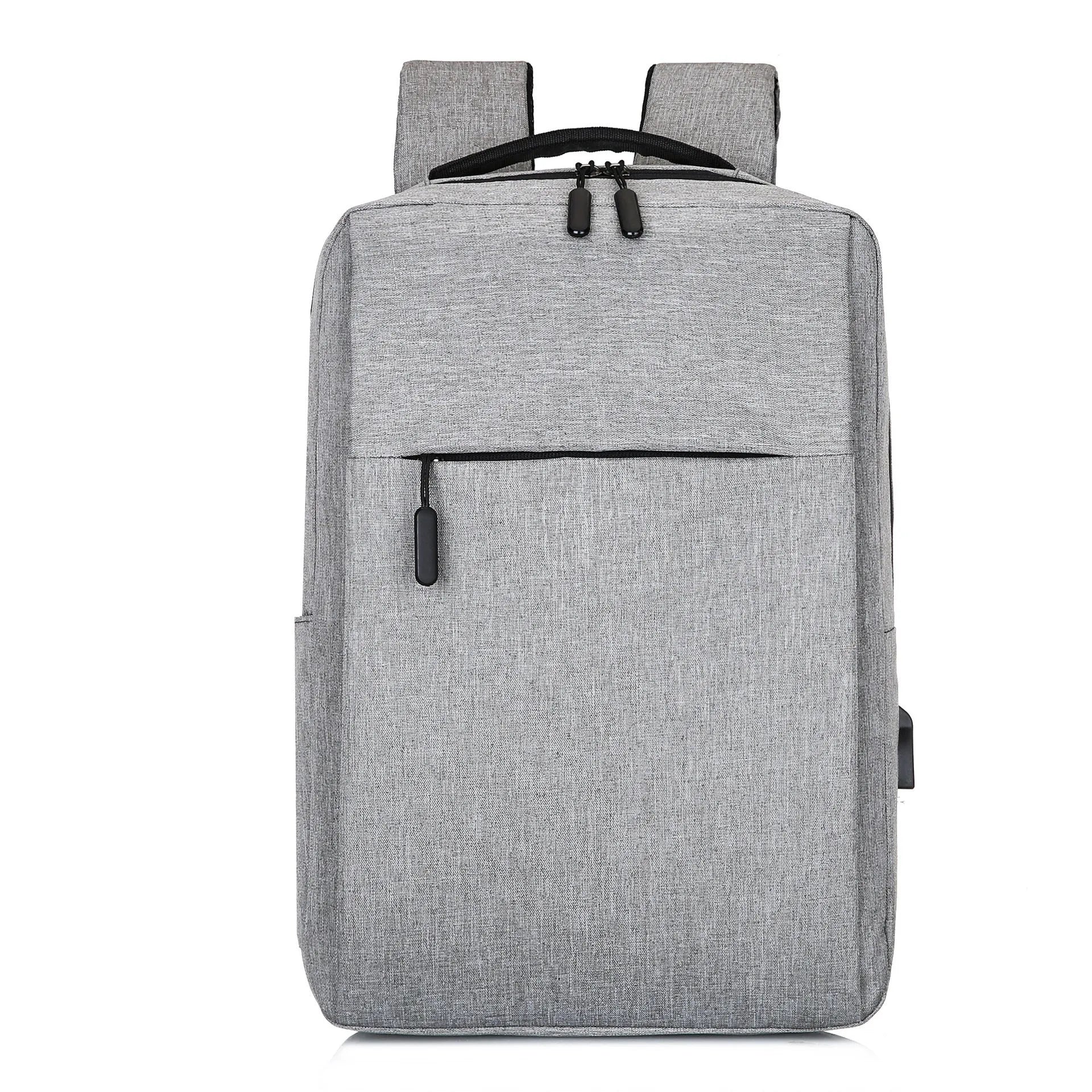 Large black sports backpack with multiple compartments, curved shoulder straps and USB charging port on side