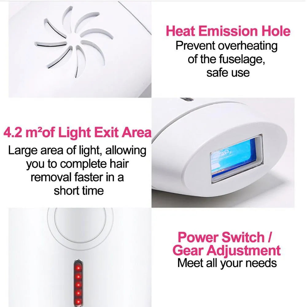 White home laser hair removal instrument with display screen and compact design