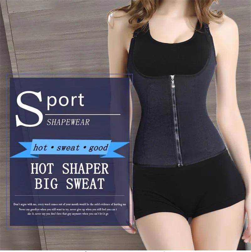 Adjustable zipper waist shaper in black on a white background