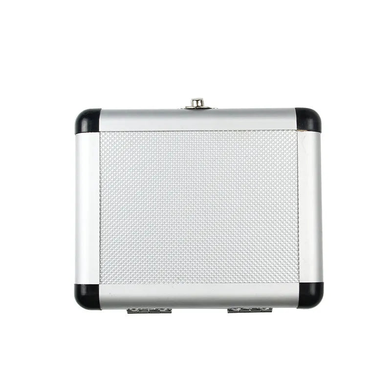 Gold coloured aluminium storage box with steel plate opening mechanism