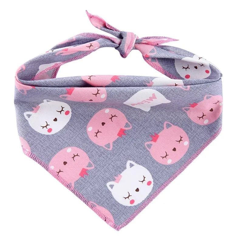 Dog wearing a 100% cotton triangle scarf with animal print pattern and waterproof bib, L size 64x43cm
