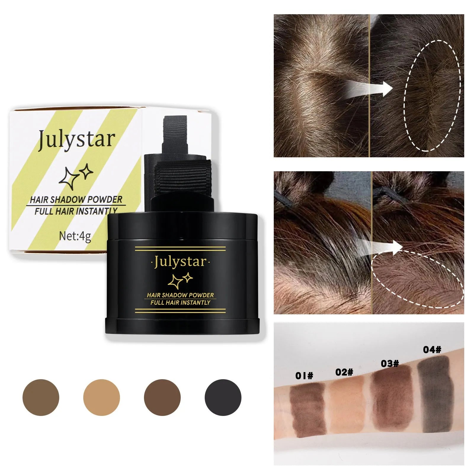 Hairline powder compact in 4g with four colour options for nose shadow contouring and filling