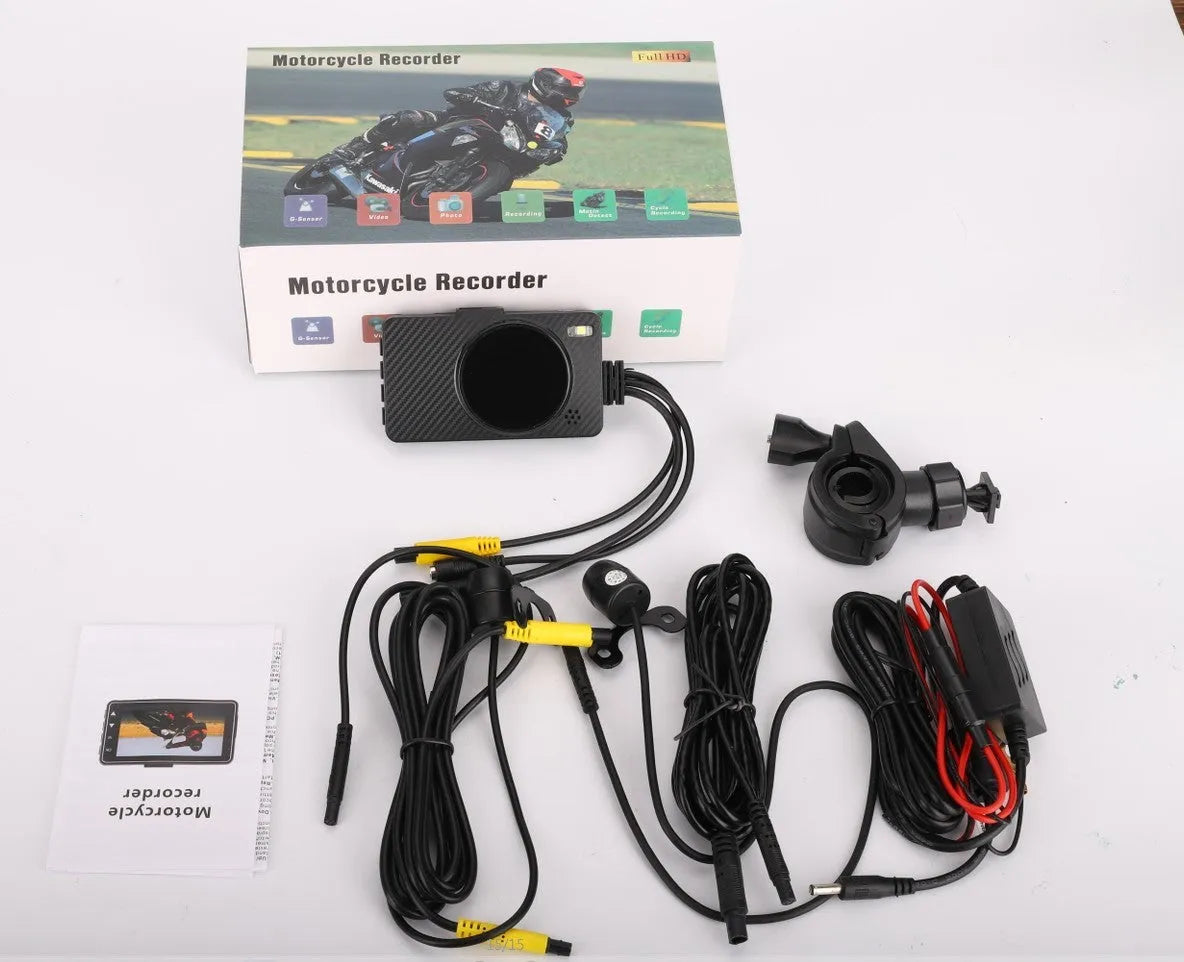 Motorcycle HD driving recorder with 3.0 inch LCD display and front 170 degree wide angle lens