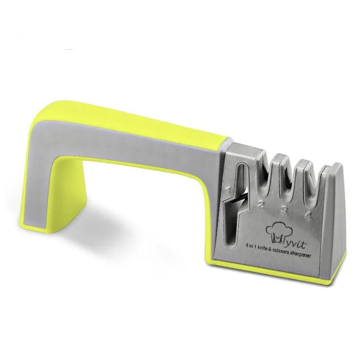 4-in-1 kitchen knife and scissor sharpener with stainless steel construction and multiple colour options