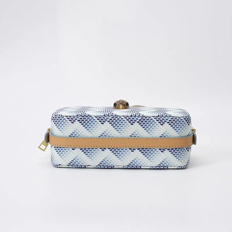 Camera bag with wide eagle head shoulder strap in blue colour