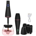 Black electric makeup brush cleaner with ABS body and rechargeable charging power source