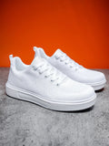 Light white casual board shoes with thick EVA soles and breathable mesh uppers