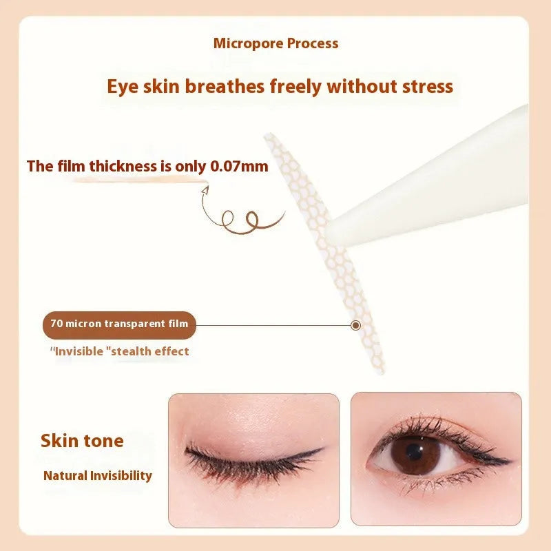 Roll of invisible lace double eyelid stickers with clear adhesive, 120 pieces in crescent and olive shapes