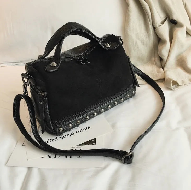 Soft black PU women's casual shoulder tote bag with zipper closure.