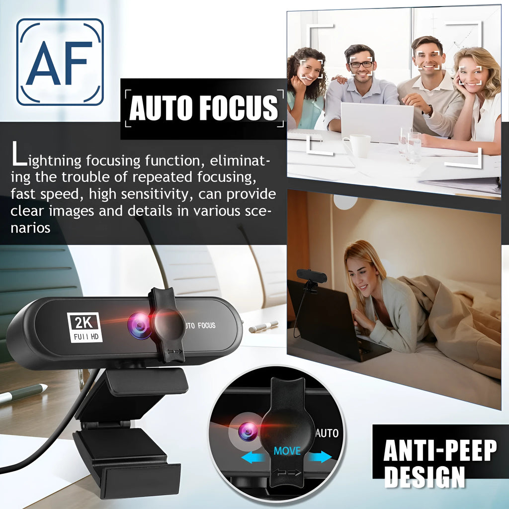 Beauty 4K auto-focus webcam with built-in microphone and four adjustable LED fill lights on a desktop stand