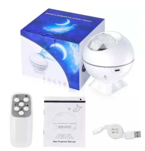 Mini Spherical Starry Sky Projection Lamp White Cloud Moon Model Voice Control USB Powered LED Vehicle Watermark Galaxy Projector 8W RGBW 110-220V