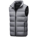 Men's casual breathable polyester waterproof vest in black, front view, straight hem design
