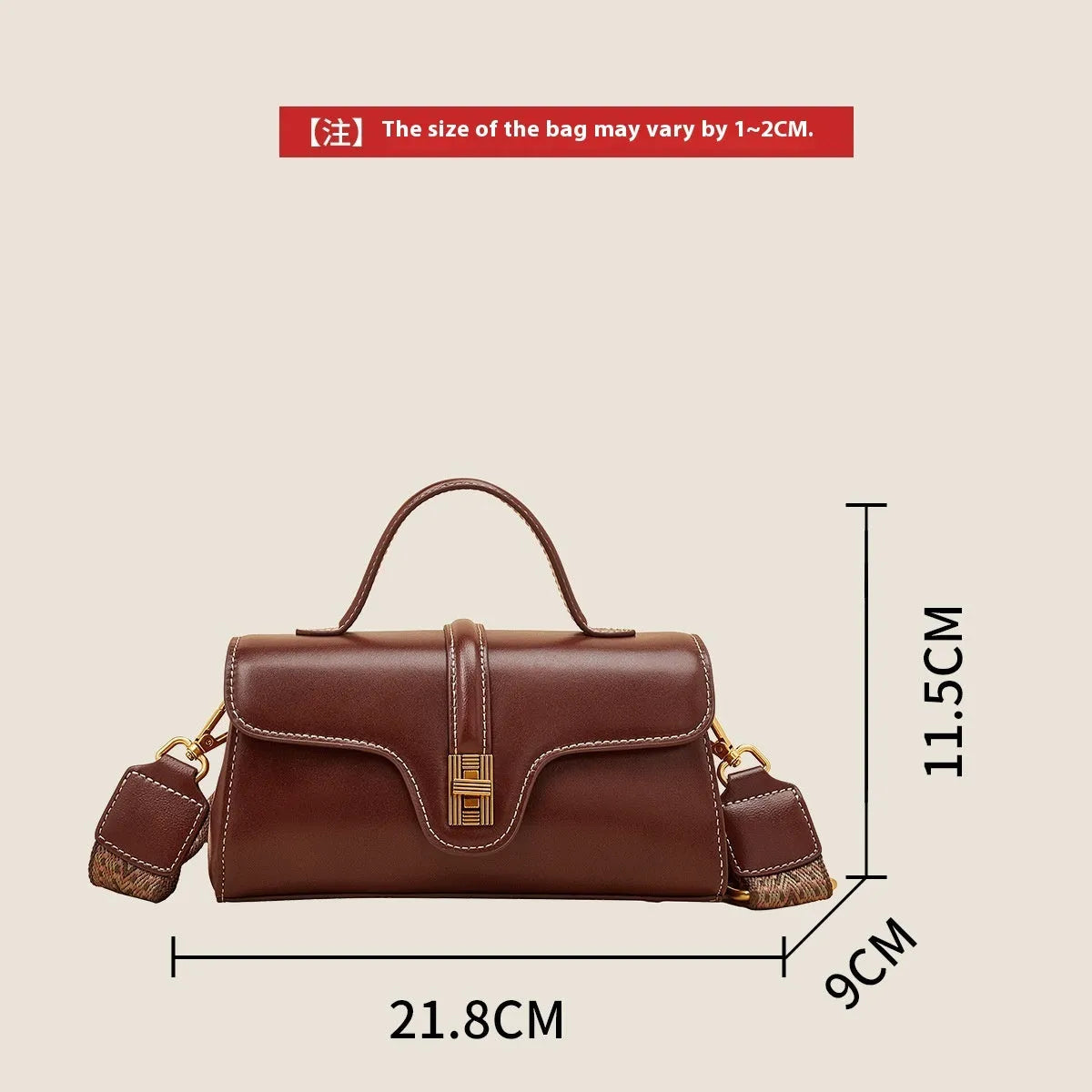 Brown Cambridge leather messenger bag with lock closure showing clamshell opening and internal organisers