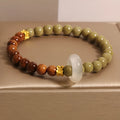 Green gradient Chinese style women's bracelet with crown and geometric electroplated design