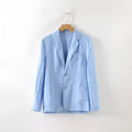 Men's thin linen suit coat in solid colour with stick pockets, available in multiple colours and sizes