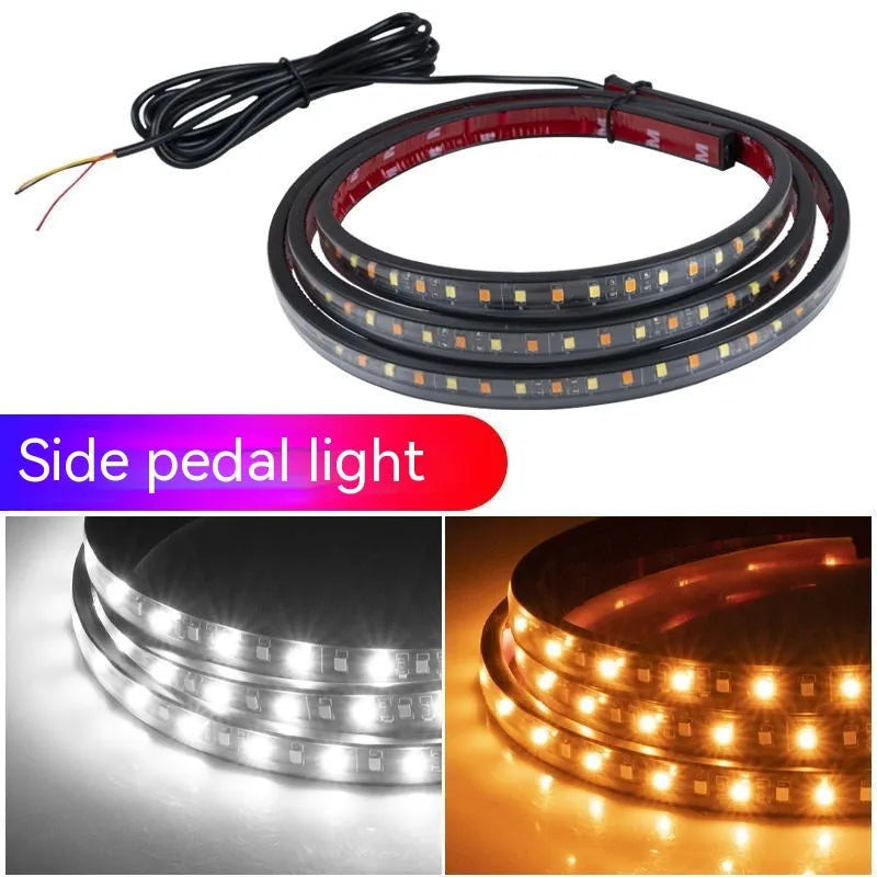 Yellow LED pedal streamer light lamp with side steering streamers for bicycles