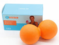 Peanut massage ball in black, blue, green, orange, pink, or purple, hardened material, portable for trigger point massage