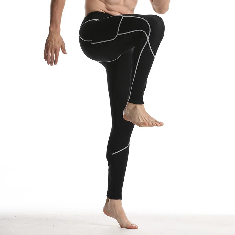 Black SCR nylon neoprene shaping fitness pants, high-waist compression leggings for running and cycling, Asian sizes S-3XL