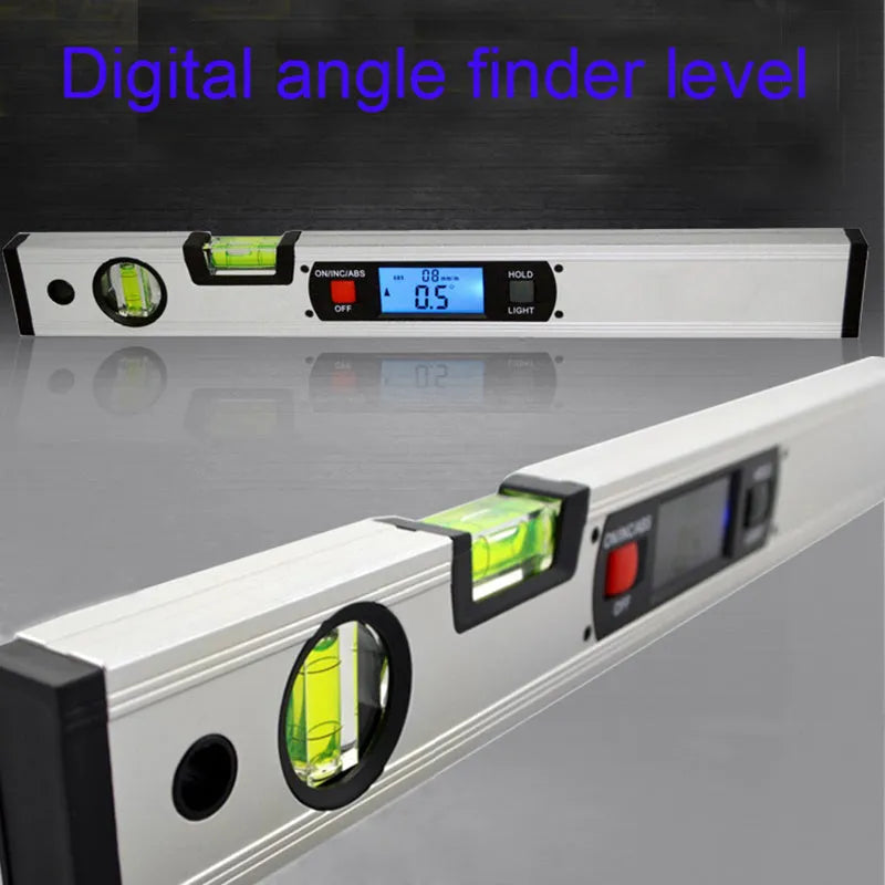 Digital angle meter 400mm electronic level ruler with flip-up LCD display and four magnets on base plate