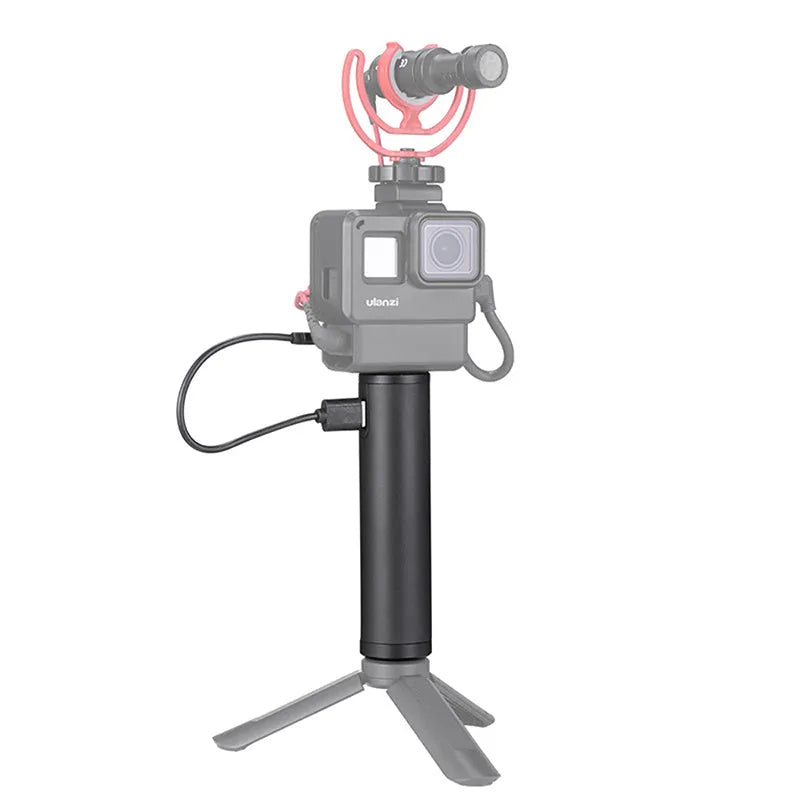 Black aluminium alloy power bank handle showing its size and integrated carry handle.