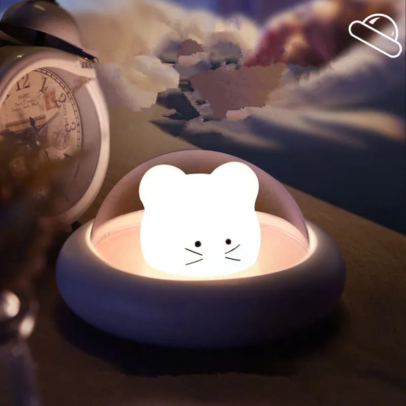 Space Moe Mouse night light with push switch, warm light 2800K-3200K, dimensions 119x119x63 mm, blue colour
