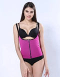 Adjustable zipper waist shaper in black on a white background