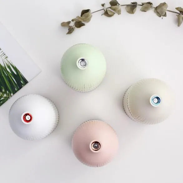 White ultrasonic aromatherapy diffuser with LED light, 300ml capacity, USB powered