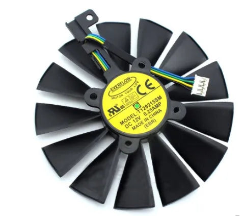 EVERFLOW T129215SM 95mm square graphics card cooling fan with 4-pin power connector.