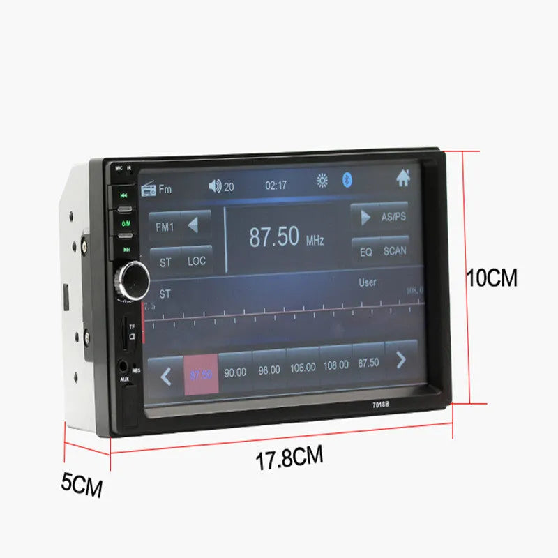7-inch dual spindle vehicle mp5 player with Bluetooth and reversing function, black, LCD screen