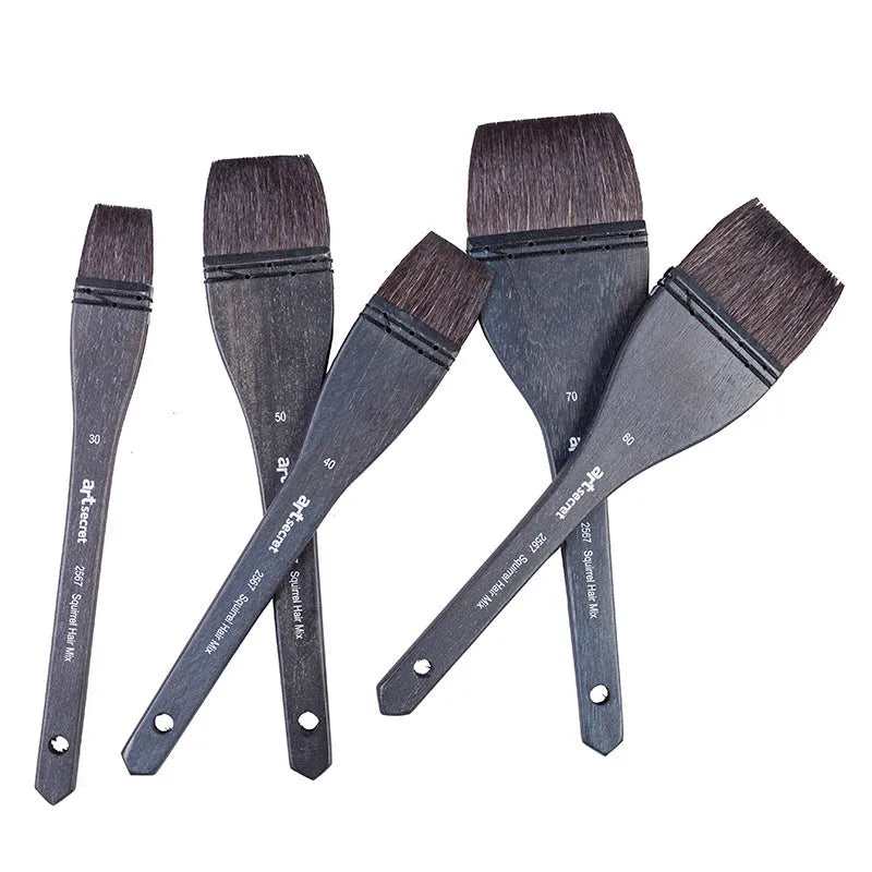 Grey squirrel hair makeup brush with wooden handle showing soft natural bristles