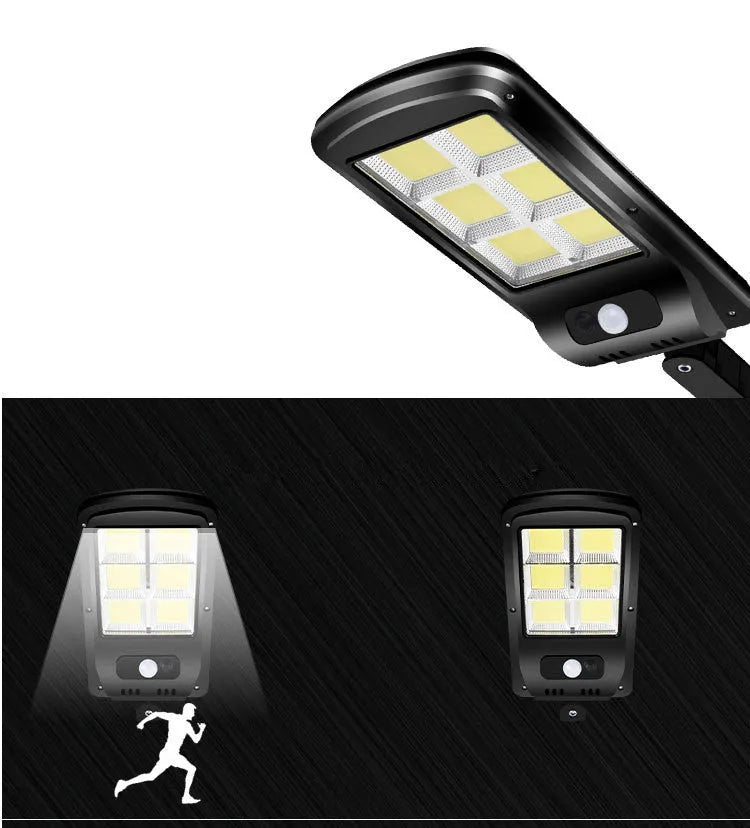 Black solar motion sensor outdoor light with IP65 waterproof rating for garden and pathway illumination