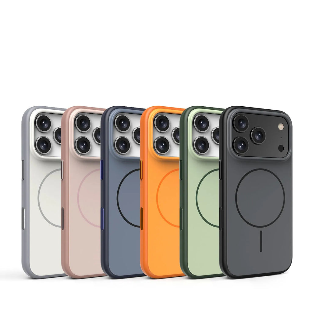 Frosted matte magnetic protective case for iPhone 17 in various colours