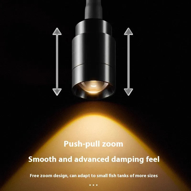 Small South American style LED aquarium light with clip and base mount options for 15-40cm fish tanks