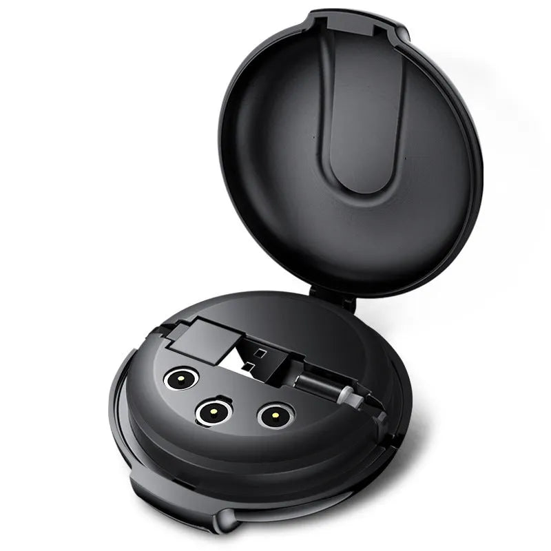 Black magnetic 3-in-1 retractable charging cable with car holder bracket for smartphones