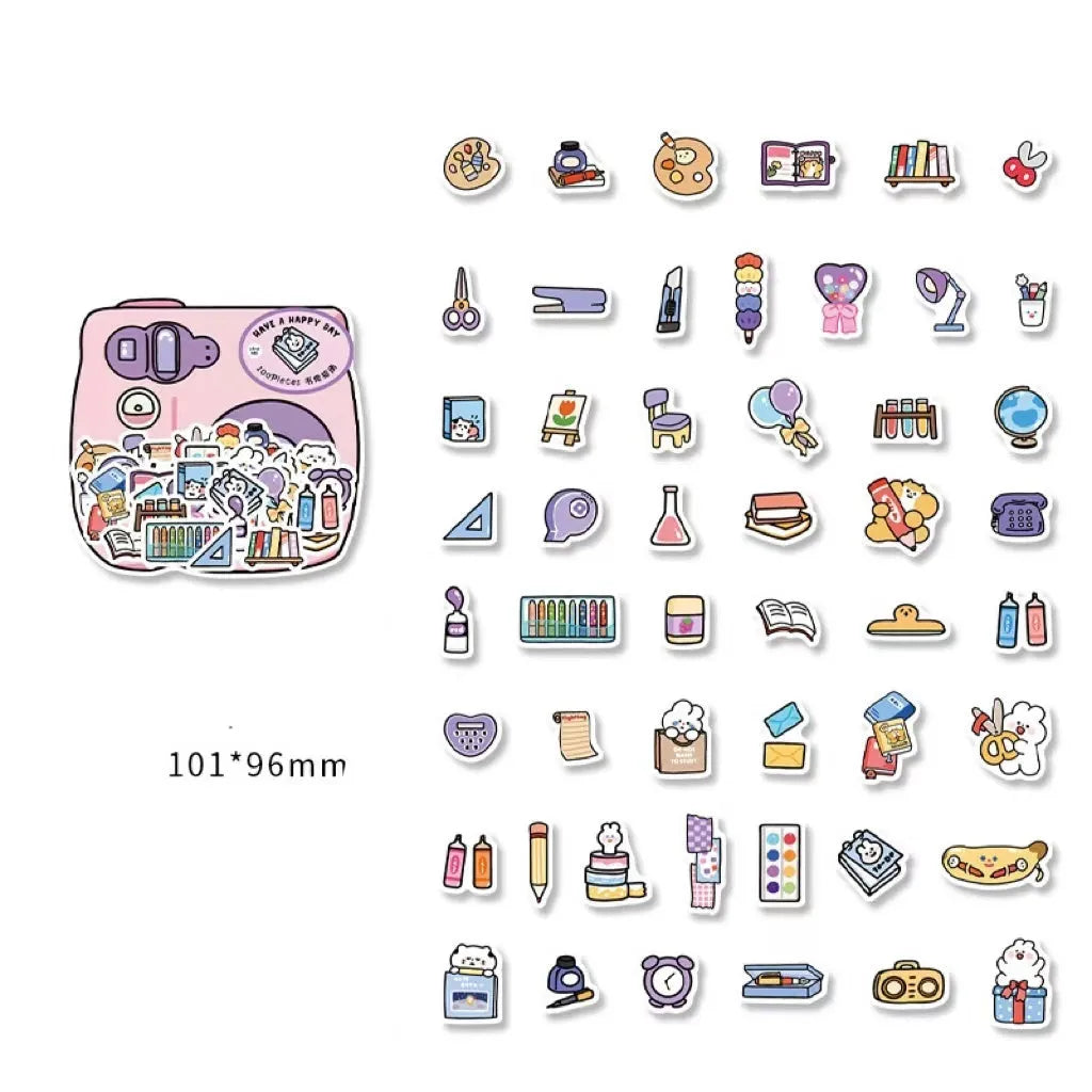 Little Life Home Series sticker pack, 100 self-adhesive sheets, hand-painted cartoon hand tent design, four colour options