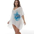 White plus size beach cover-up blouse with loose fit for swimming sun protection