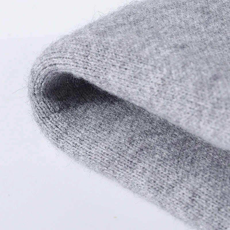 Men's cashmere winter dome hat in black, 54-60cm free size with 7cm flange