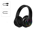 Folding black Bluetooth headset with 40mm speakers shown in open and closed positions.
