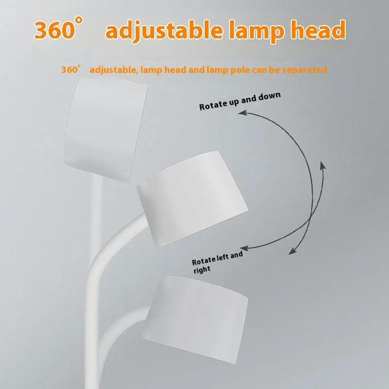 Black desk lamp with wireless charging pad, digital clock display, and adjustable lighting