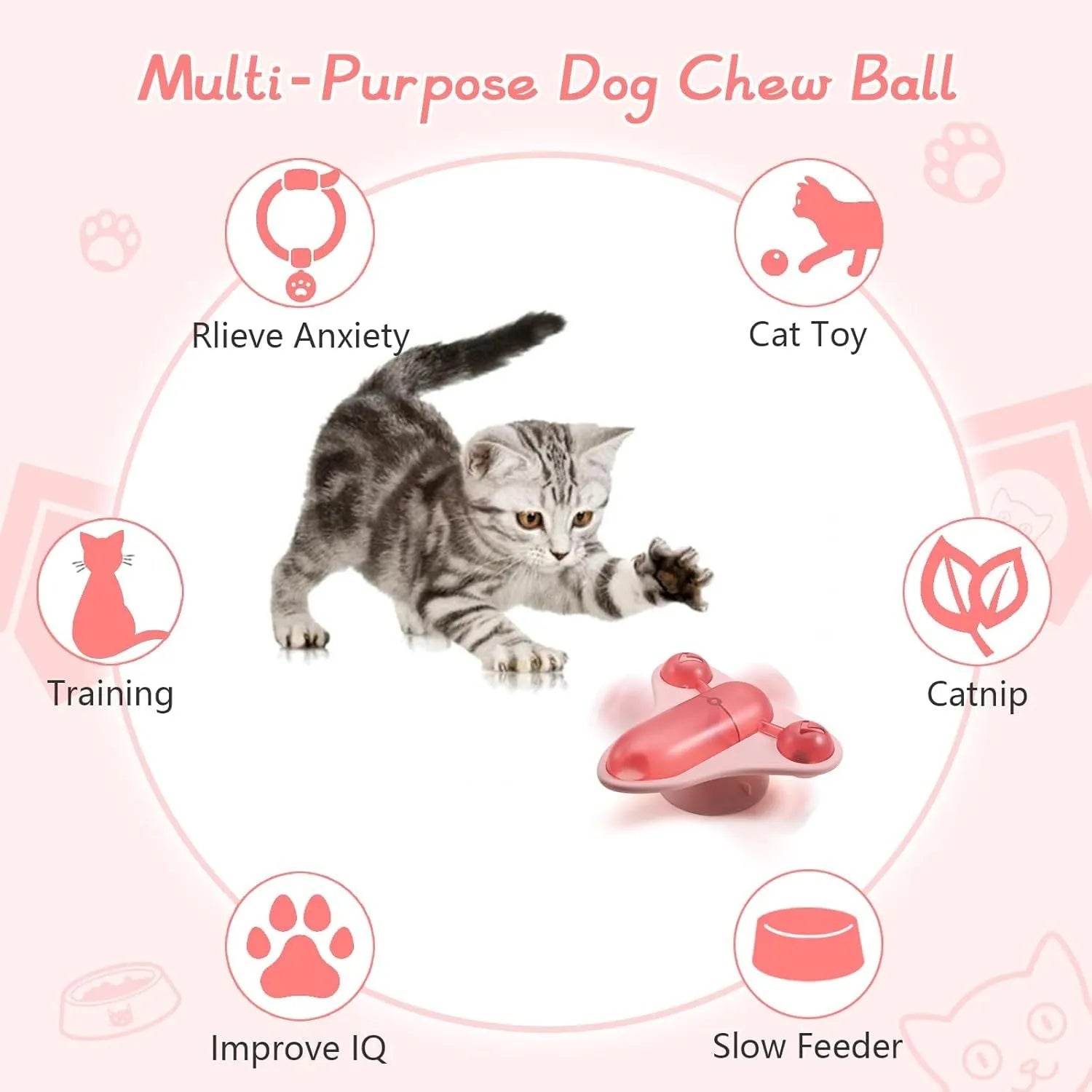 Blue interactive pet puzzle feeder toy with bell, catnip and airplane snack cabin on suction cup base.