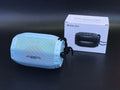Small credit card-sized wireless Bluetooth speaker in various colours with USB port