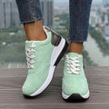 Women's casual sneakers with thick EVA soles and synthetic leather upper in black, grey, navy, green or sky blue