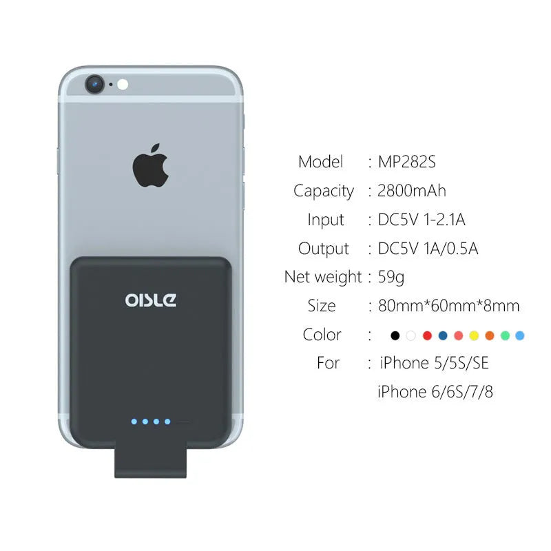 4500mAh back clip battery for phones in multiple colours showing slim 9mm profile