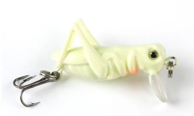 Hard bait grasshopper simulation lure 5g 4cm in yellow colour on white background