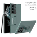 Ultra-thin PC phone case for Samsung S25 Ultra with magnetic bracket, shockproof cover in forest green.