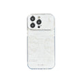 Pleated bracket TPU phone case with metal planet design for iPhone 14 Pro, two colour options shown