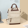 Women's apricot backpack with adjustable shoulder strap showing front view
