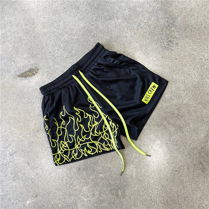 Men's mesh breathable sports fitness shorts in polyester with elasticated waist