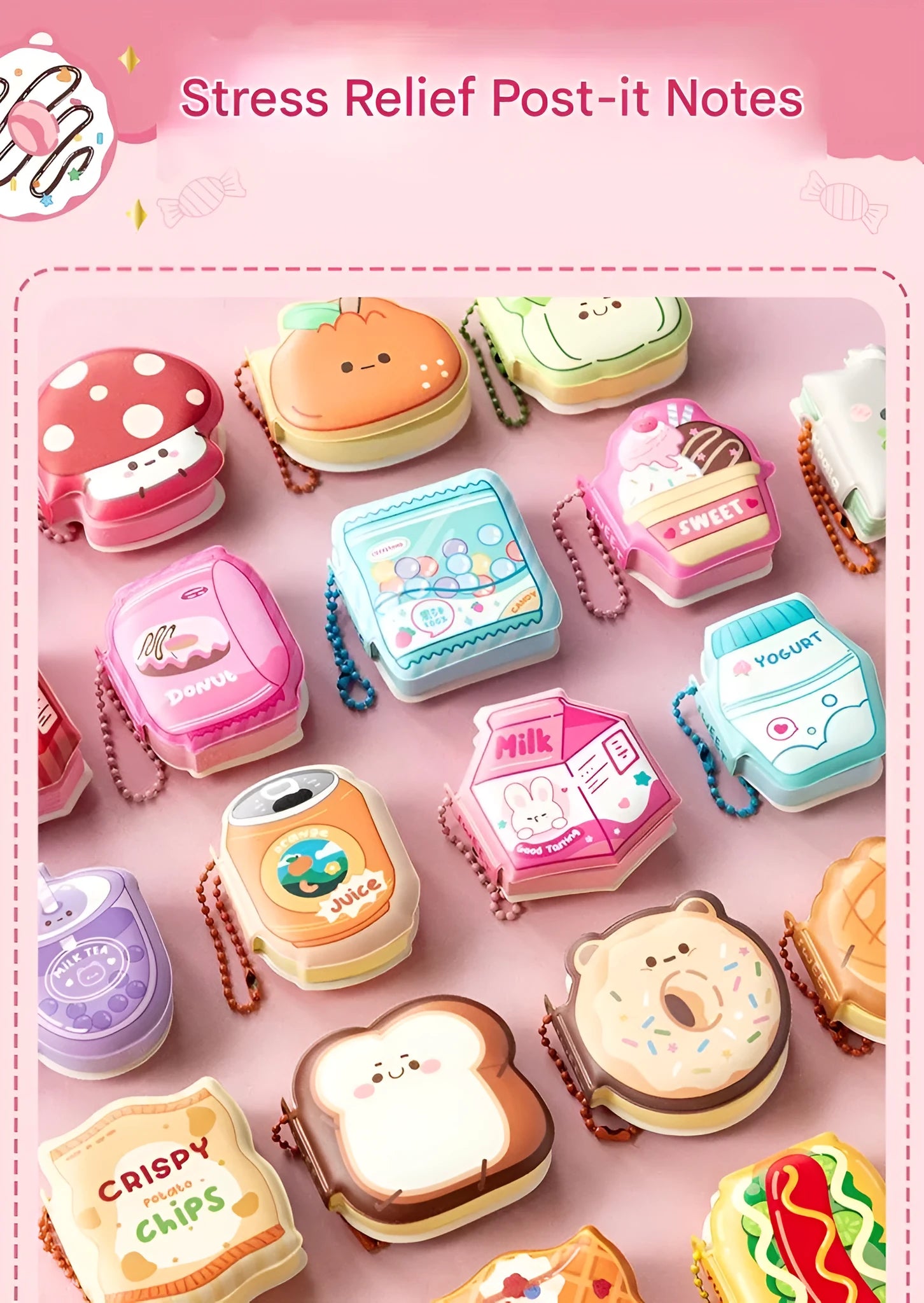 Mini bean-shaped sticky notes notebook set of 4pcs with assorted cute designs