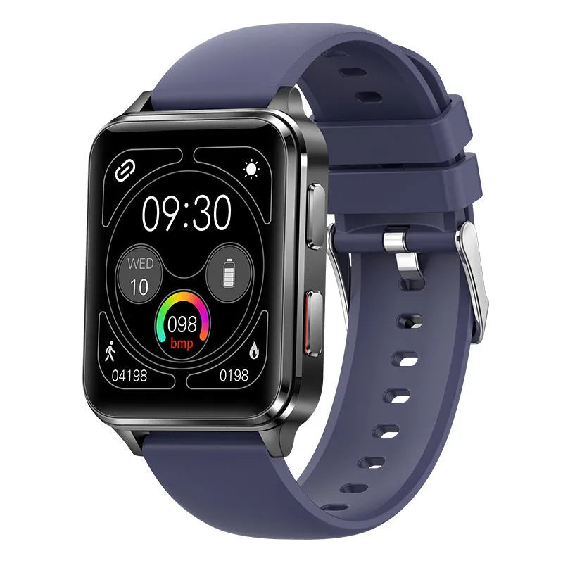 Multi-sport fitness watch with large tempered glass screen on a silicone wristband